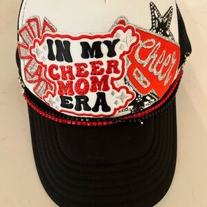 Black, Red, and White Cheer Mom Cap